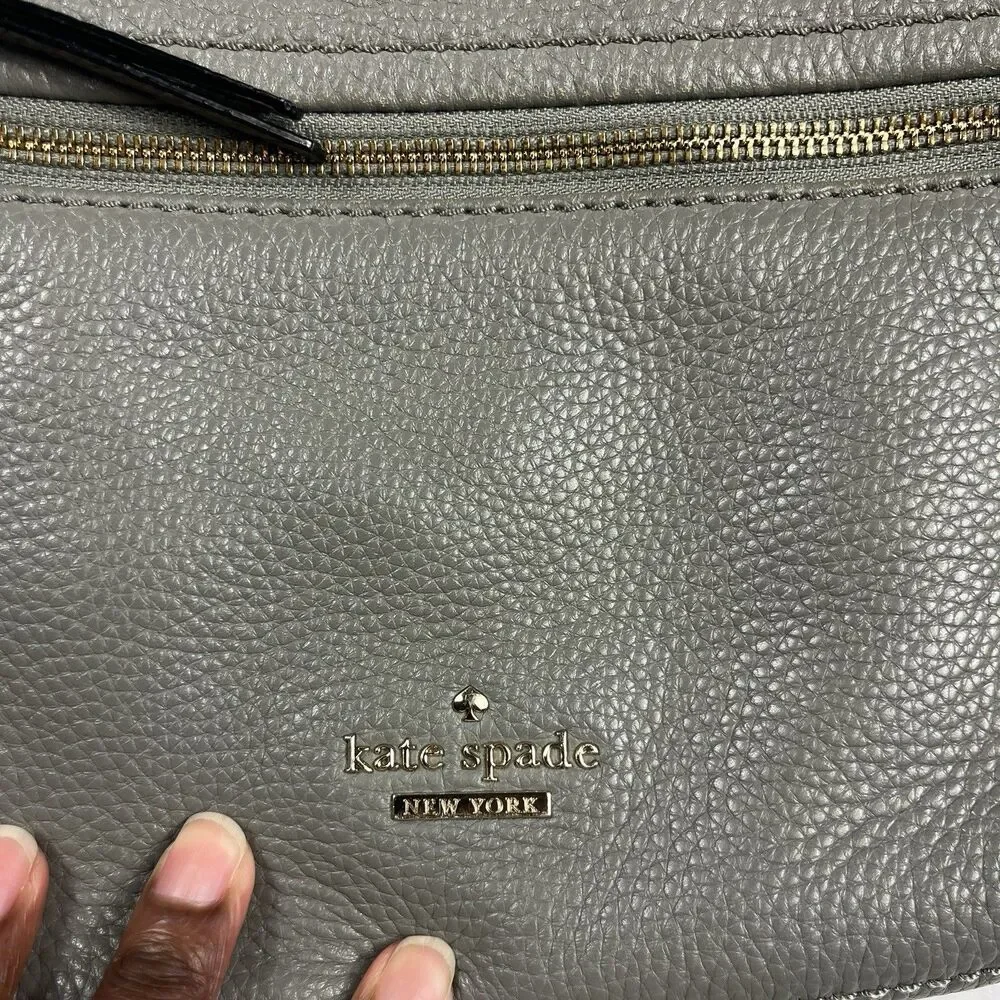 Kate Spade Crossbody Purse Gray Pebble Leather Soft Utility Everyday Travel Bag
